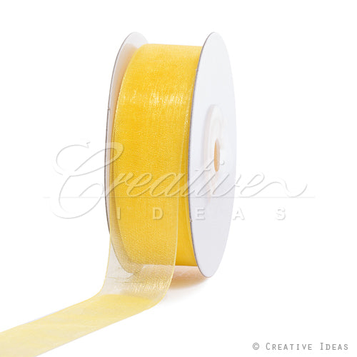 7/8" Plain Organza Sheer Ribbons - 25 Yards (Canary)