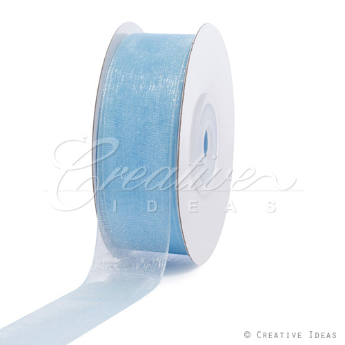 7/8" Plain Organza Sheer Ribbons - 25 Yards (Light Blue)