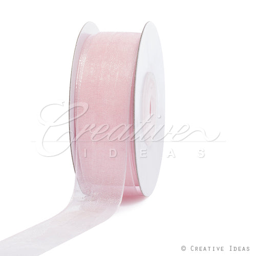 7/8" Plain Organza Sheer Ribbons - 25 Yards (Light Pink)
