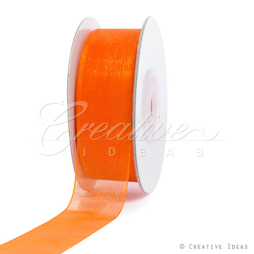 7/8" Plain Organza Sheer Ribbons - 25 Yards (Orange)