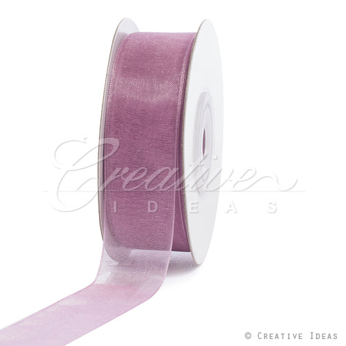 7/8" Plain Organza Sheer Ribbons - 25 Yards (Rosy Mauve)