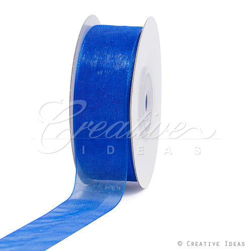 7/8" Plain Organza Sheer Ribbons - 25 Yards (Royal Blue)