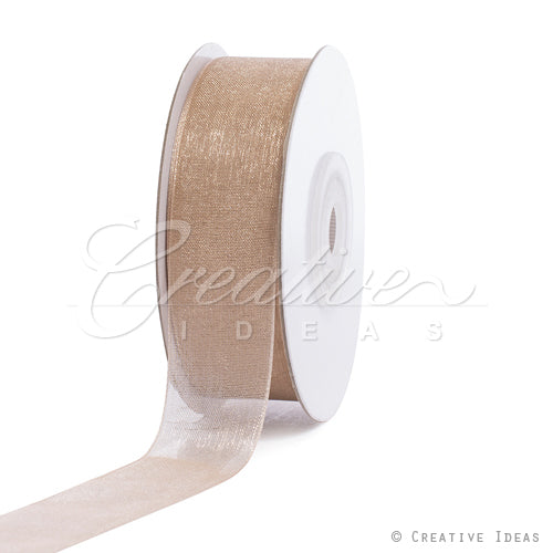 7/8" Plain Organza Sheer Ribbons - 25 Yards (Toffee)