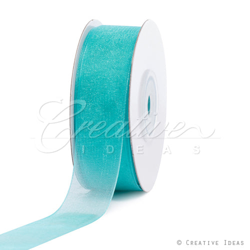 7/8" Plain Organza Sheer Ribbons - 25 Yards (Tropic Blue)