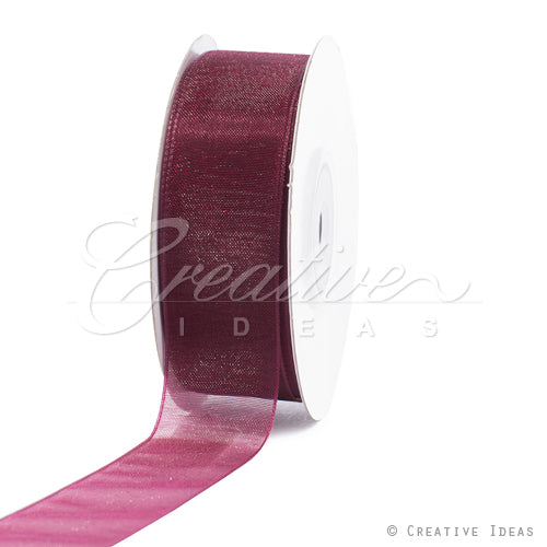 7/8" Plain Organza Sheer Ribbons - 25 Yards (Wine)