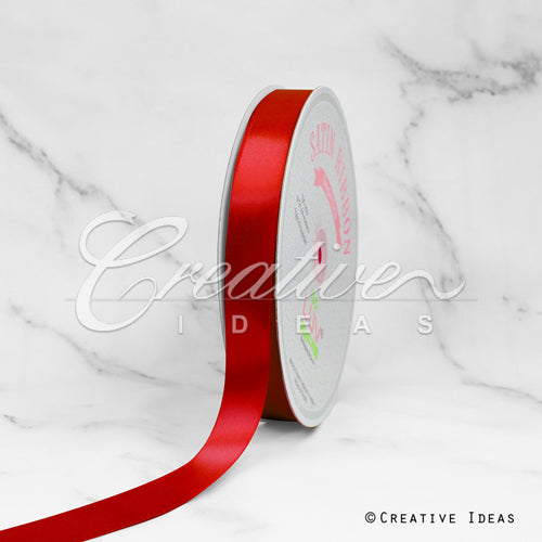 7/8" Single Face Satin-100 Yds (Vibrant Red)