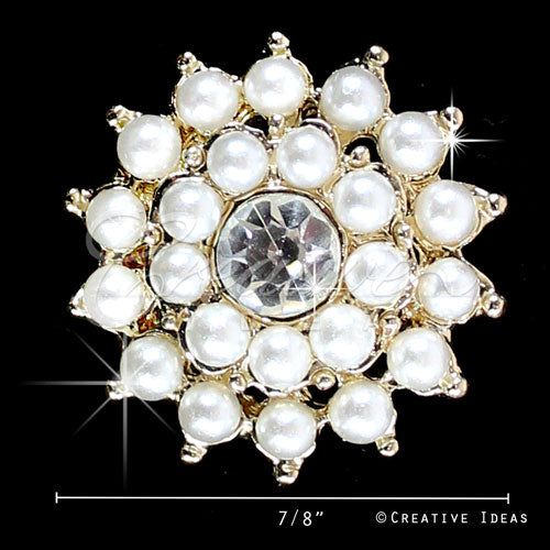 7/8" Small Pearl Cluster Rhinestone Accessories-10Pcs (Gold)