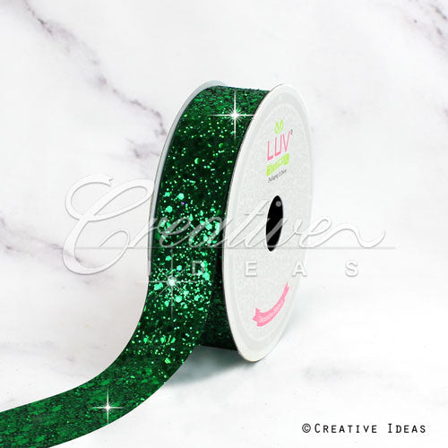 7/8" Sparkly Sequins Ribbon-10 Yds (Emerald Green)