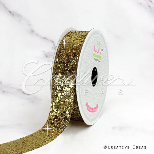 7/8" Sparkly Sequins Ribbon-10 Yds (Gold)