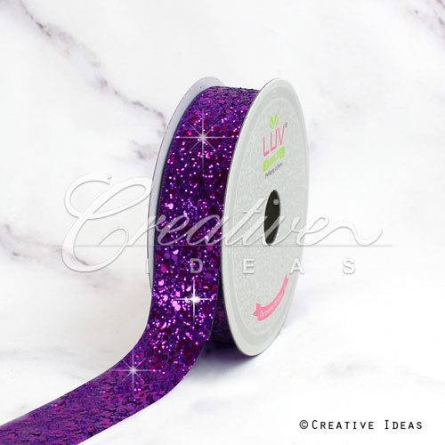 7/8" Sparkly Sequins Ribbon-10 Yds (Purple)
