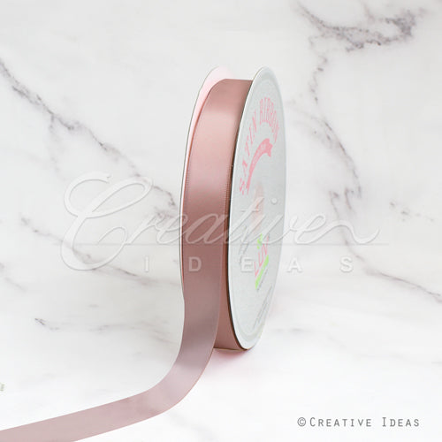 7/8" Single Face Satin Ribbon - 100 Yards (Mauve Pink)
