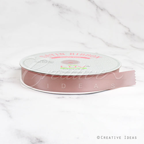 7/8" Single Face Satin Ribbon - 100 Yards (Mauve Pink)