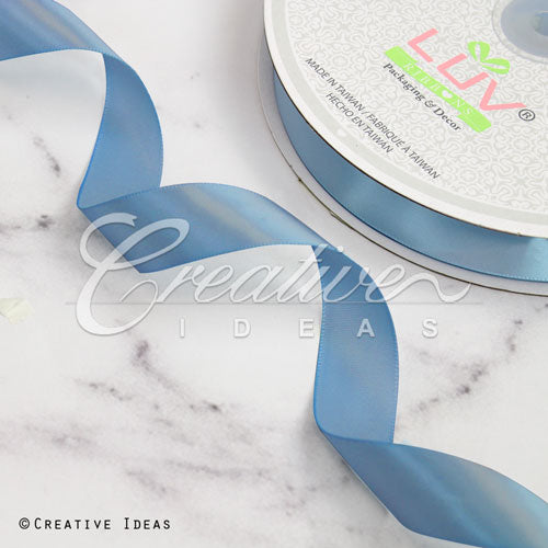 7/8" Single Face Satin Ribbon - 100 Yards (Antique Blue)