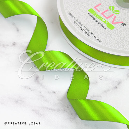 7/8" Single Face Satin Ribbon - 100 Yards (Apple Green)