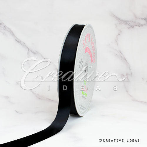 7/8" Single Face Satin Ribbon - 100 Yards (Black)