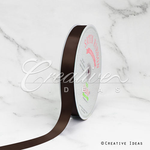 7/8" Single Face Satin Ribbon - 100 Yards (Brown)