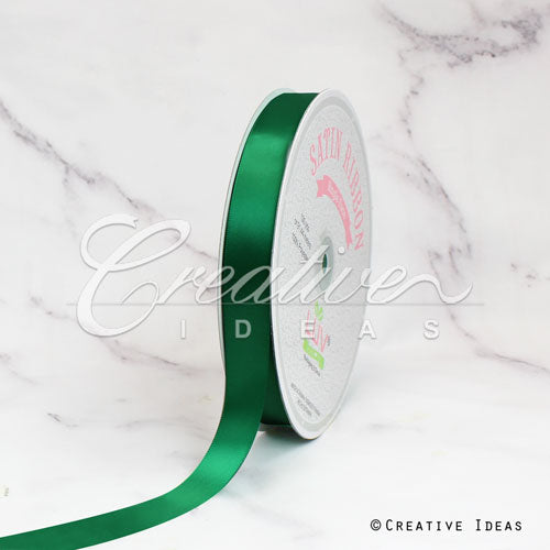 7/8" Single Face Satin Ribbon - 100 Yards (Emerald Green)