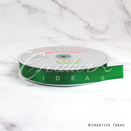 7/8" Single Face Satin Ribbon - 100 Yards (Emerald Green)