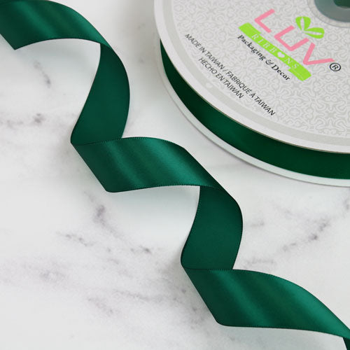 7/8" Single Face Satin Ribbon - 100 Yards (Hunter Green)
