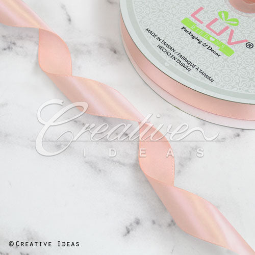 7/8" Single Face Satin Ribbon - 100 Yards (Light Peach)