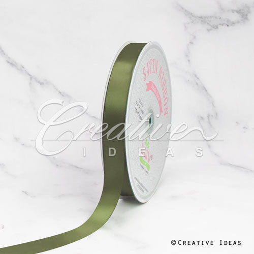 7/8" Single Face Satin Ribbon - 100 Yards (Moss Green)