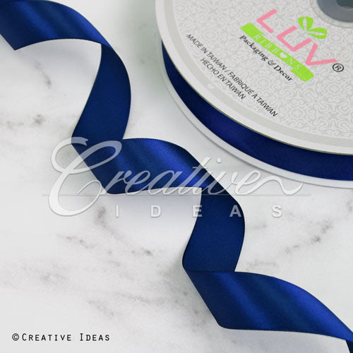 7/8" Single Face Satin Ribbon - 100 Yards (Navy Blue)