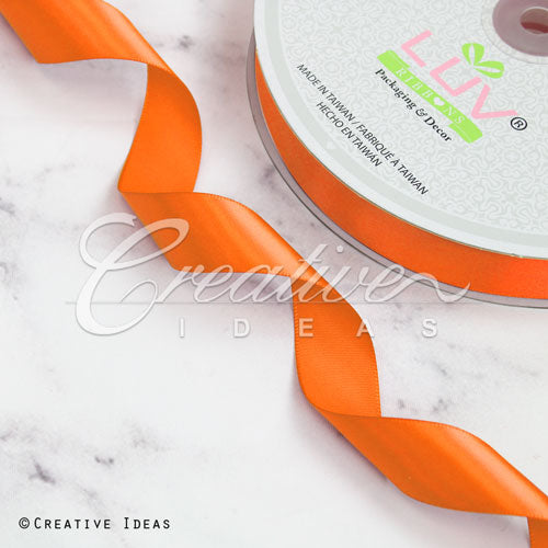 7/8" Single Face Satin Ribbon - 100 Yards (Orange)