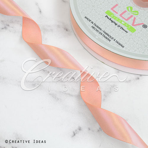 7/8" Single Face Satin Ribbon - 100 Yards (Peach)