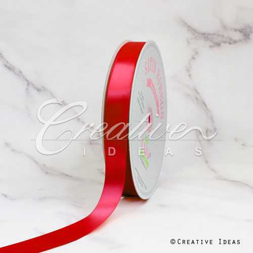 7/8" Single Face Satin Ribbon - 100 Yards (Red)