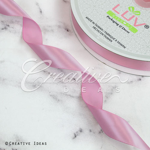 7/8" Single Face Satin Ribbon - 100 Yards (Rosy Mauve)