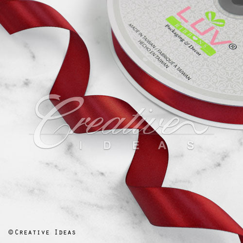 7/8" Single Face Satin Ribbon - 100 Yards (Scarlet Red)