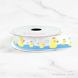 7/8' Satin Ducky Family Ribbon-10 Yds (White)