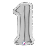 Foil Balloon Number 1 Silver Megaloon