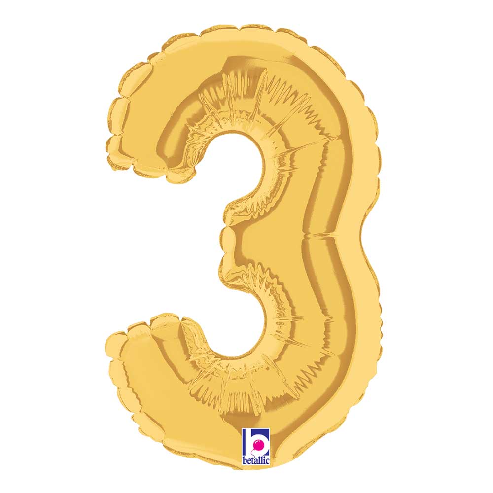 Foil Balloon Number 3 Gold Megaloon