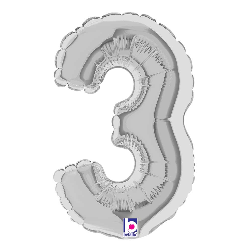 Foil Balloon Number 3 Silver Megaloon