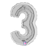 Foil Balloon Number 3 Silver Megaloon