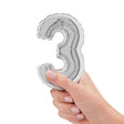 Foil Balloon Number 3 Silver Megaloon