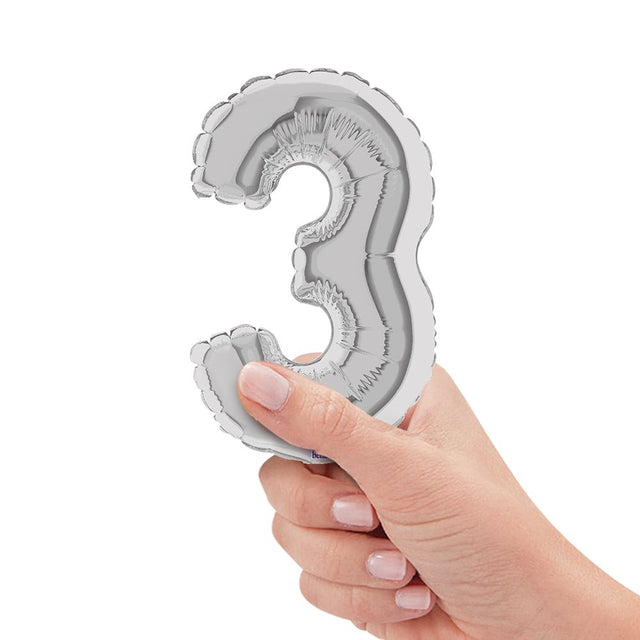 Foil Balloon Number 3 Silver Megaloon