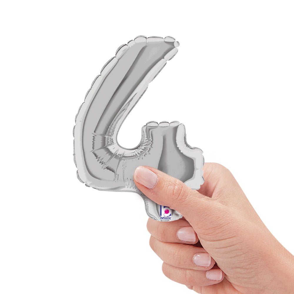 Foil Number 4 Silver Balloon