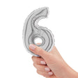 Foil Balloon Number 6 Silver Megaloon