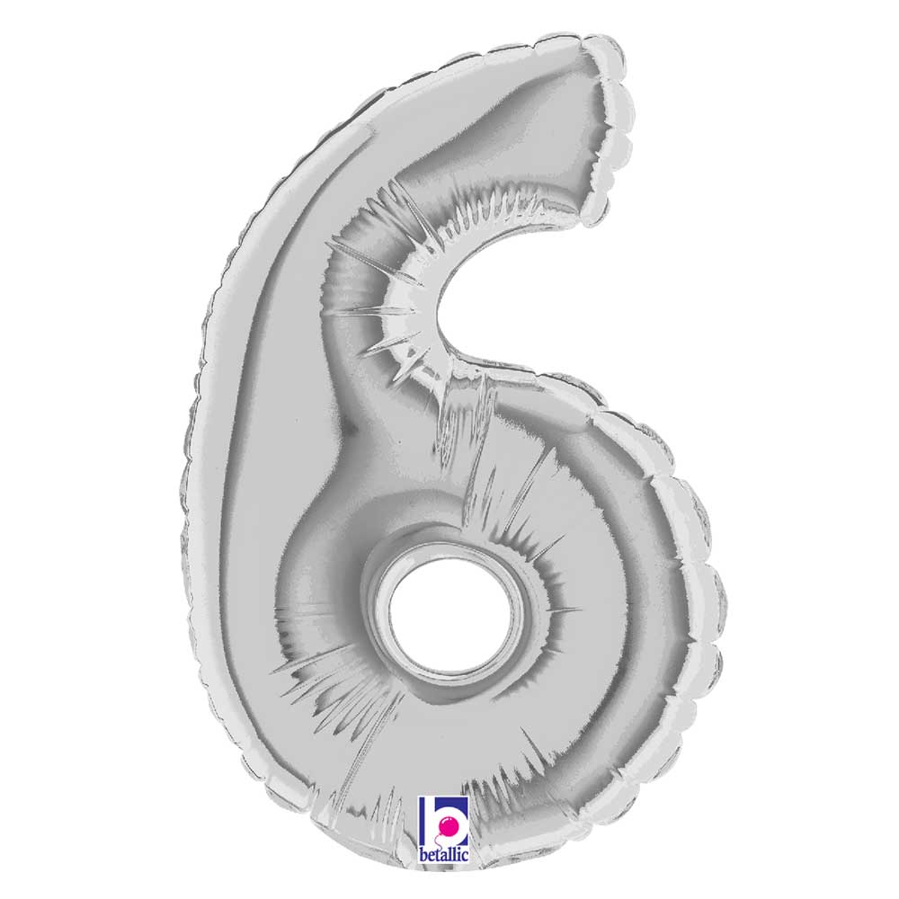 Foil Balloon Number 6 Silver Megaloon
