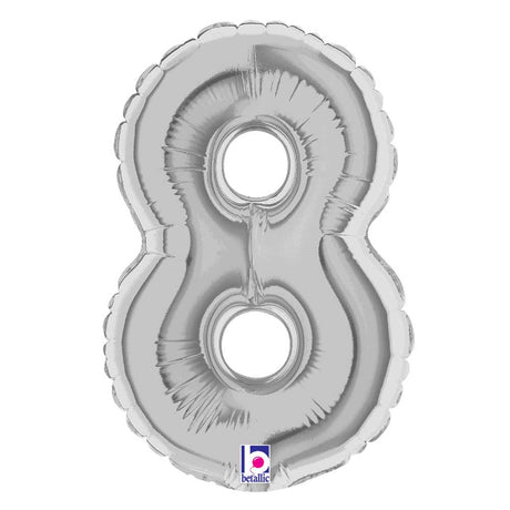 Foil Number 8 Silver Megaloon Balloon