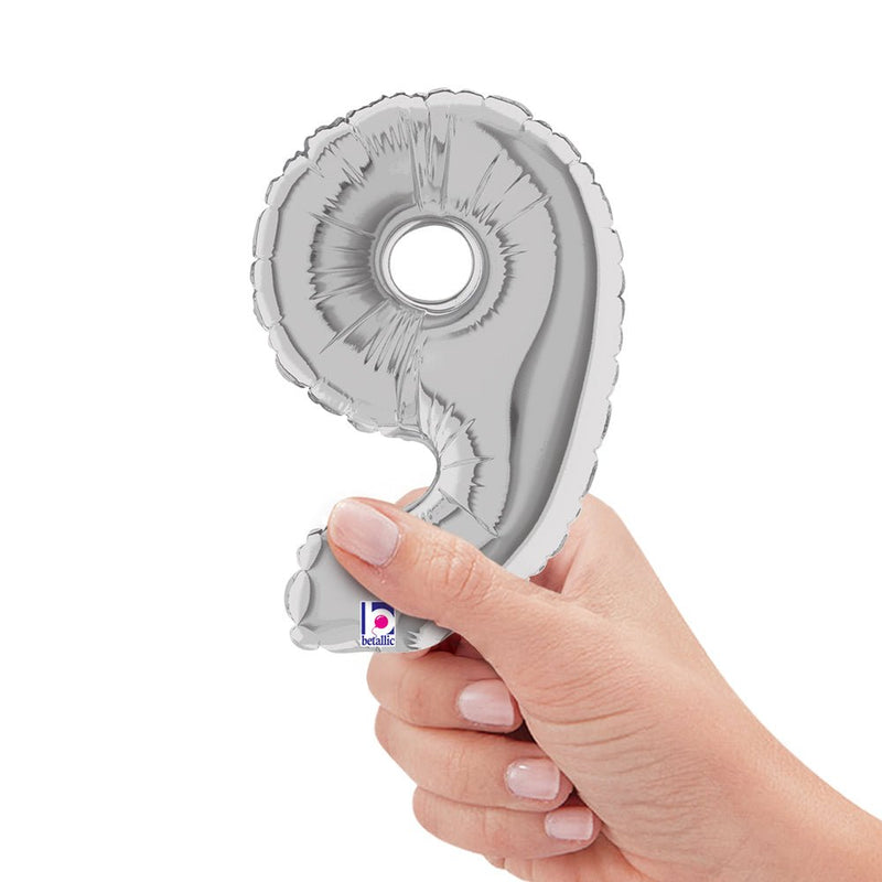 Foil Balloon Number 9 Silver Megaloon