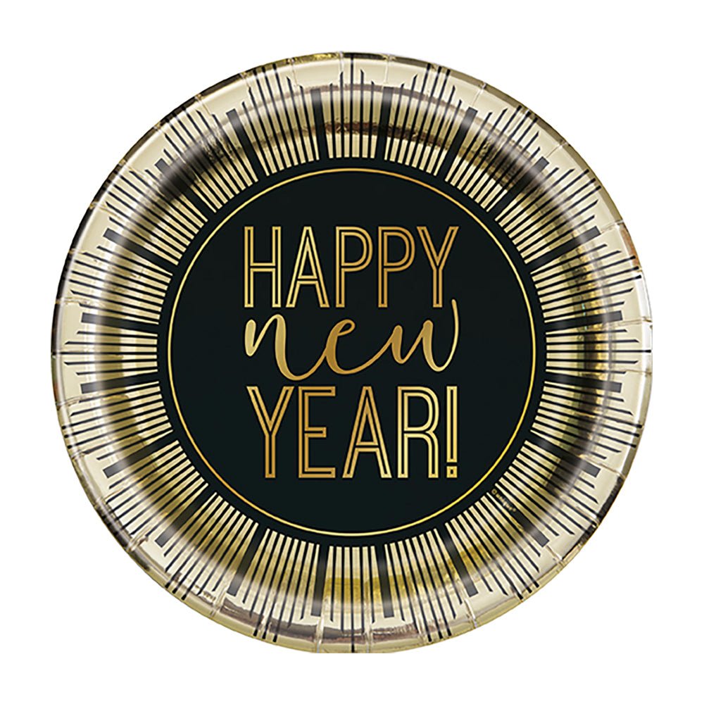 New Years Foil Plates 7 Inch 8 Pack