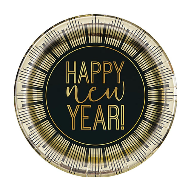 New Years Foil Plates 7 Inch 8 Pack