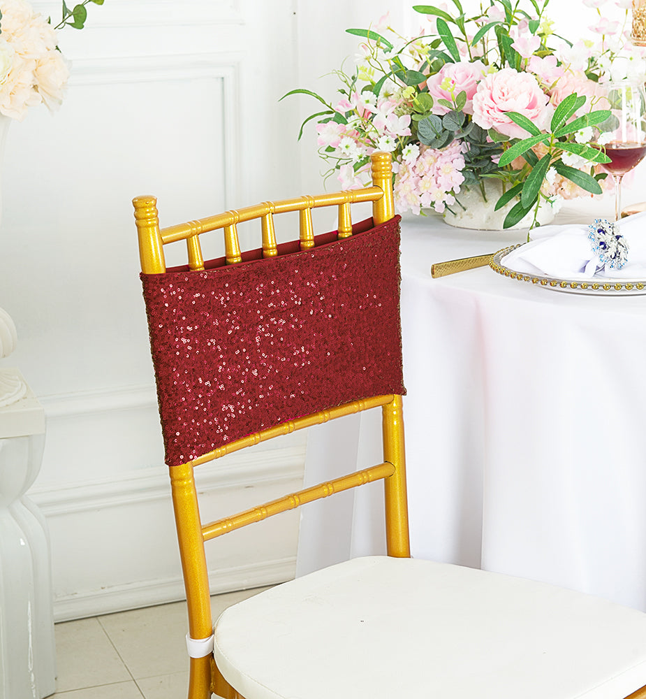 Sequin Spandex Chair Bands 7x13 Apple Red