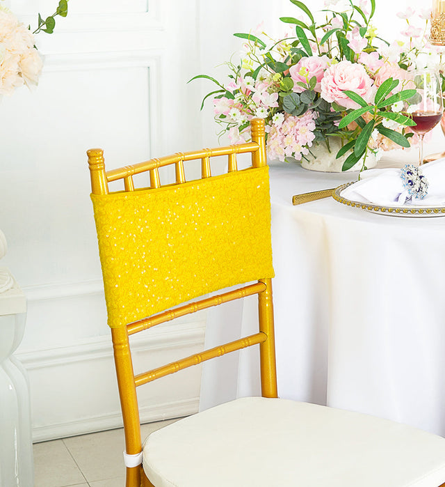 Sequin Spandex Chair Band Canary Yellow 7x13