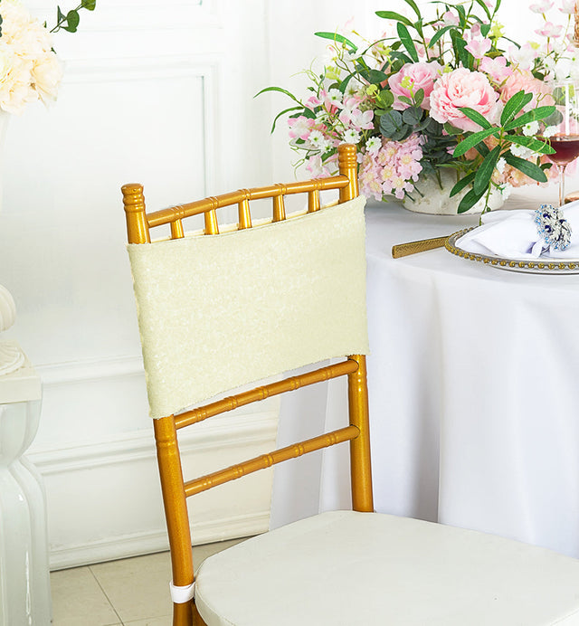 Sequin Spandex Chair Bands 7x13 Ivory