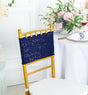 Sequin Spandex Chair Bands Navy Blue