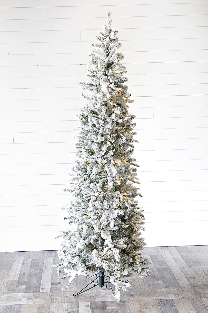 7.5' Snowcrest Pencil Pine Artificial Christmas Tree with 500 Color-Changing Lights